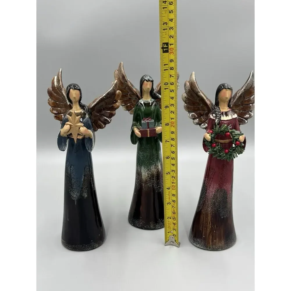 Rite Aid Angel Collection Christmas Angels Figurines Rustic Style 10” Lot Of 3